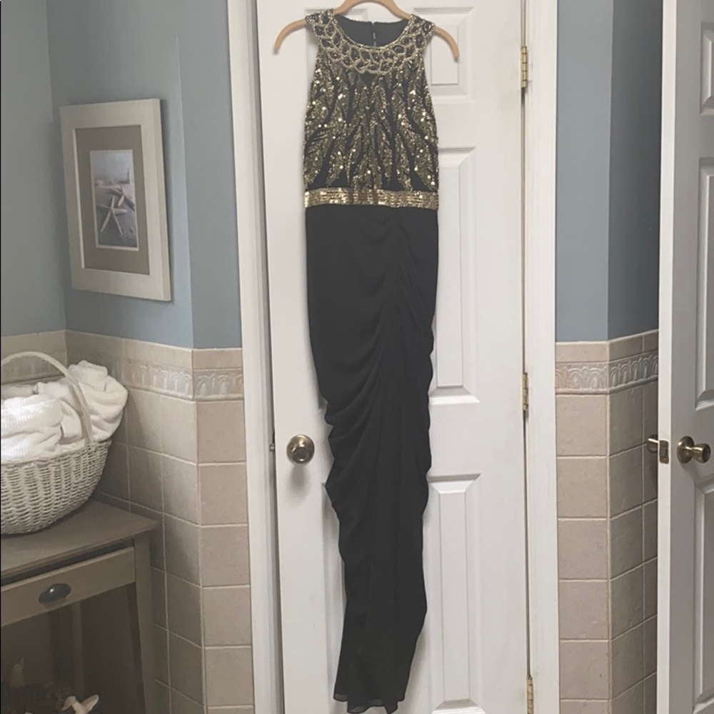 Black & Gold Hand-Beaded Dress
